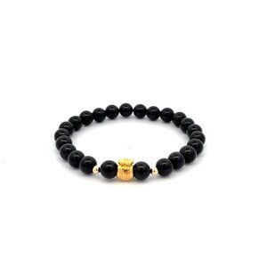 18K Gold Money Bag Lucky Charm Beads Bracelet Gemstones Natural Black Tourmaline
